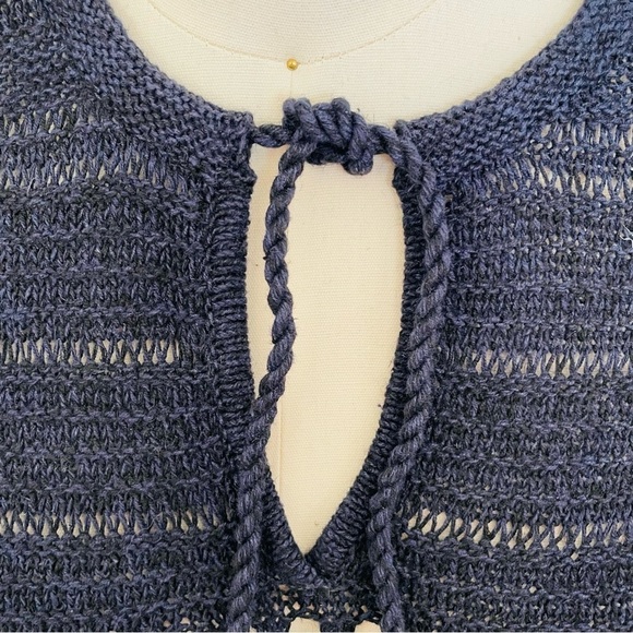 Eddie Bauer Nautical Open Weave Sweater- Navy Blue- Size Medium - Picture 6 of 7